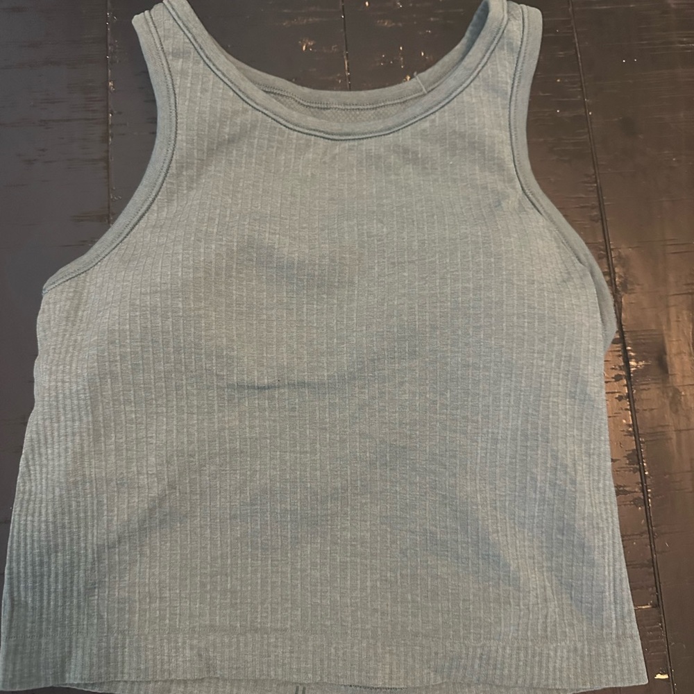 Lululemon Athletica Gray Ribbed Crop Tank Top